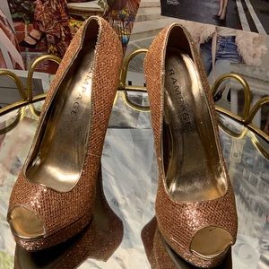 Platform peep toe heels